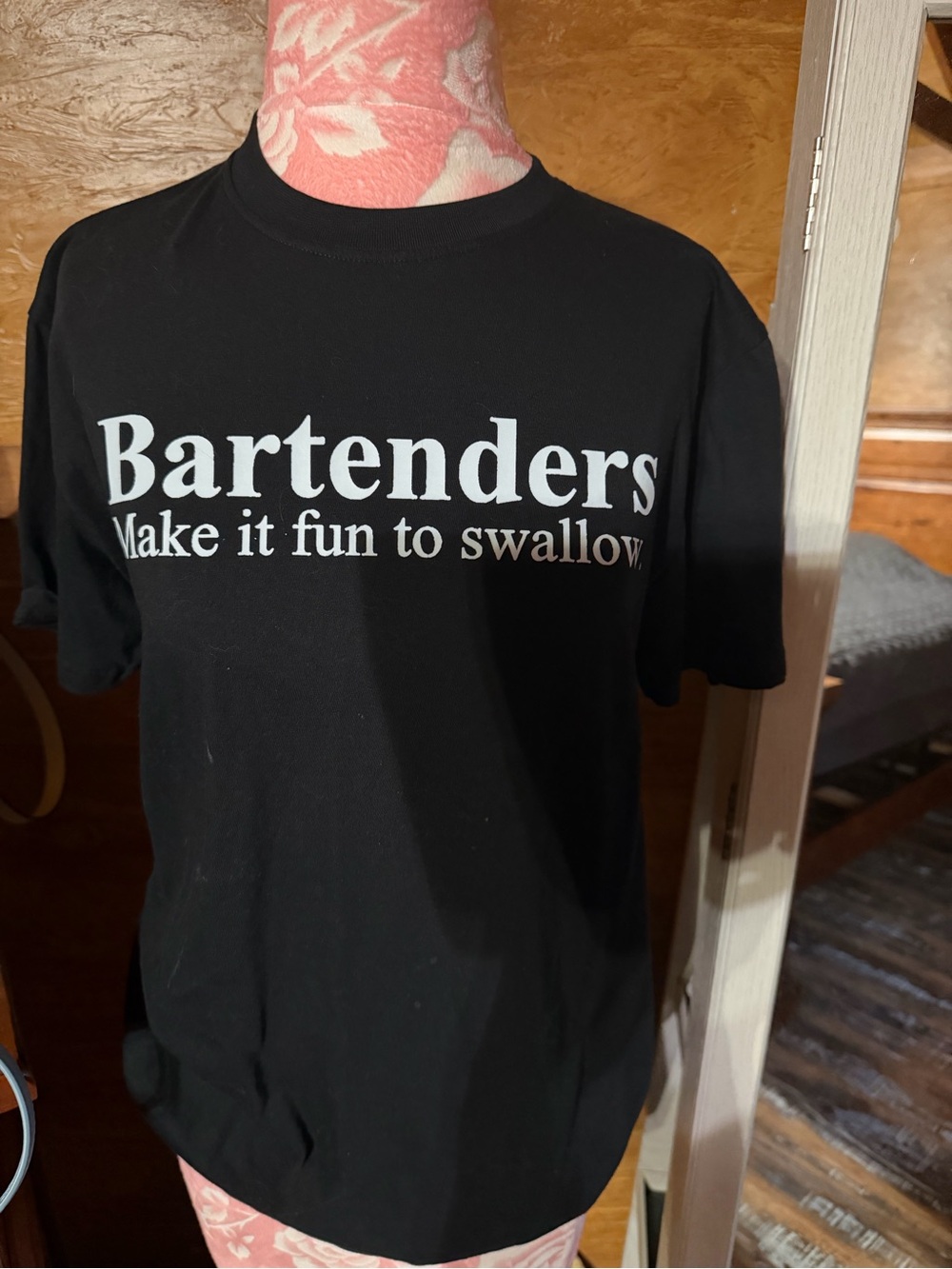Bartenders Make It Fun To Swallow Graphic Tee - Black